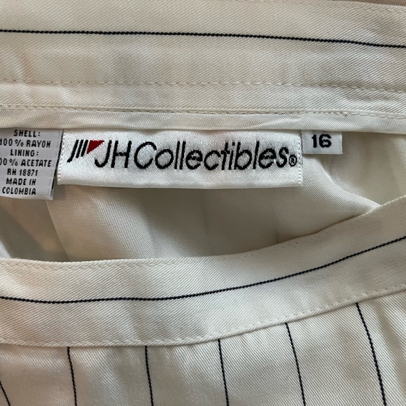 NWT Vintage JH Collectibles White Lined Rayon Skirt with Small Pin Stripe SZ 16 - Picture 7 of 12